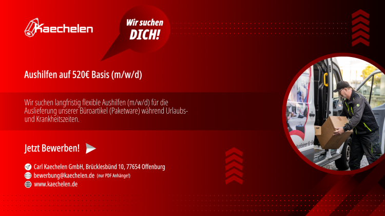 Wir suchen Aushilfen auf 520&euro; Basis (m/w/d)