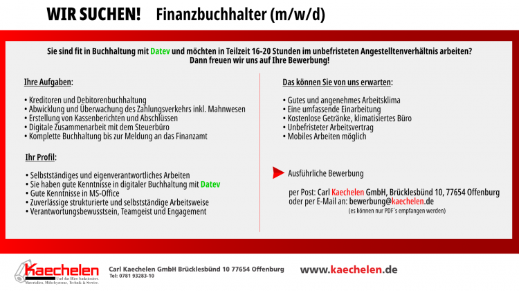Wir suchen - Finanzbuchhalter (m/w/d)
