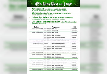 Weihnachten in Lahr 2025. &Uuml;berblick zum Adventsprogramm