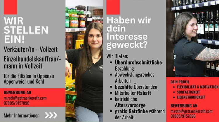 Werde Teil unseres lebendigen Teams &ndash; Verk&auml;ufer/in bei Getr&auml;nke Roth