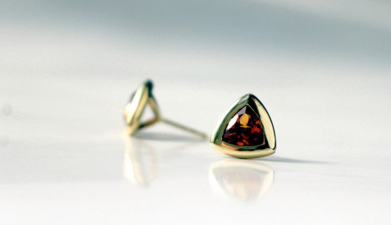 Ohrstecker 585/-Gold mit Triangel-Citrin